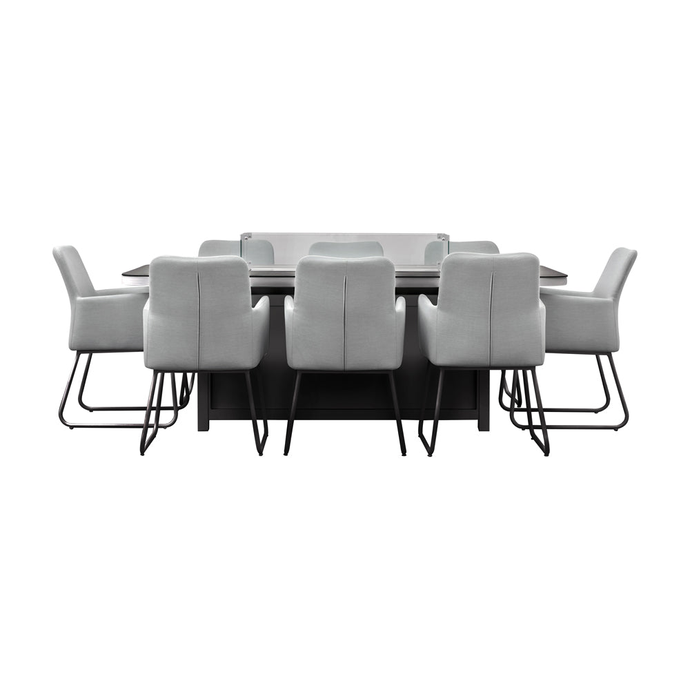 Product photograph of Gallery Interiors Ibis Garden 8 Seater Dining Set With Fire Pit Table In Slate from Olivia's