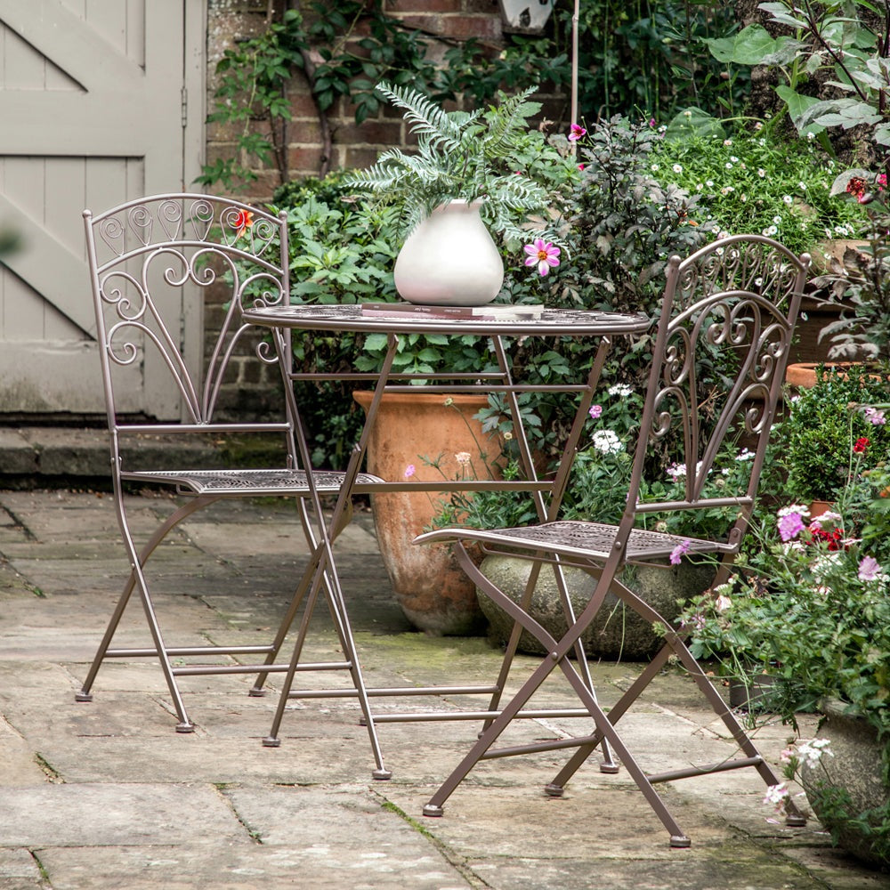 Product photograph of Gallery Interiors Brandy 2 Seater Outdoor Bistro Set In Noir from Olivia's.