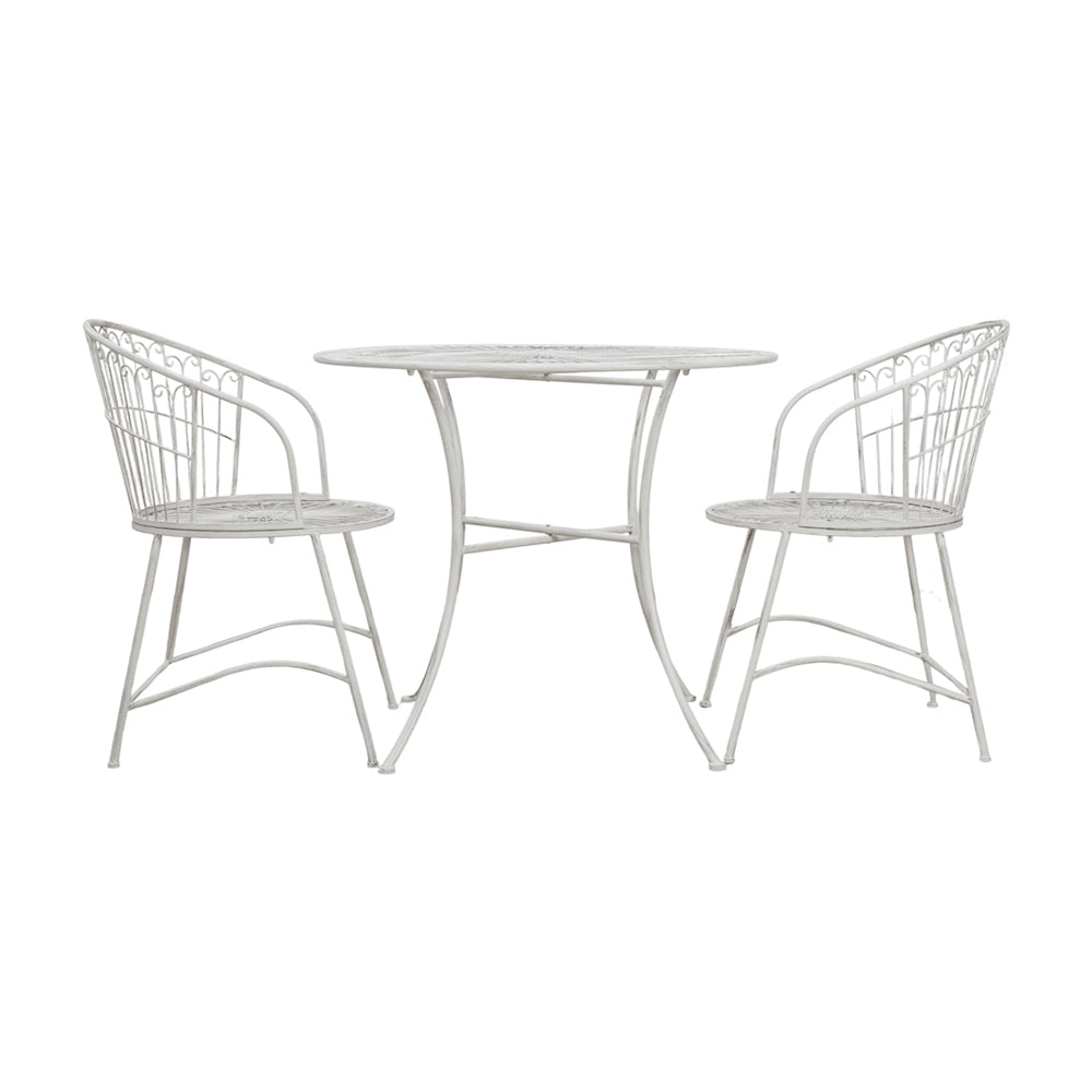 Gallery Interiors Scaro Outdoor 2 Seater Bistro Set In Vanilla