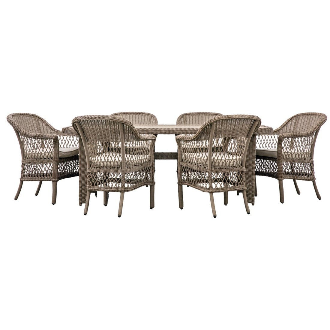 Product photograph of Gallery Interiors Cagney Outdoor 6 Seater Dining Set In Natural from Olivia's.