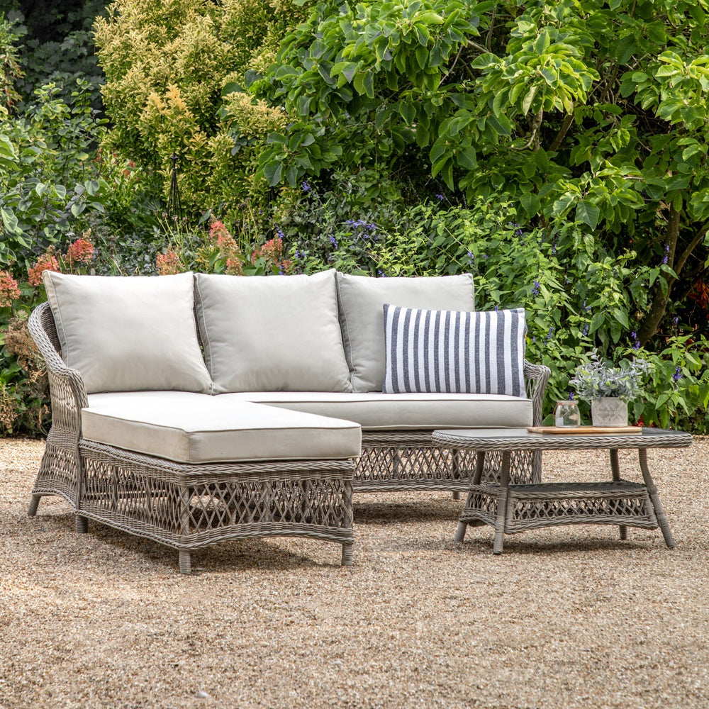 Product photograph of Gallery Interiors Fenty Outdoor Chaise Set In Stone from Olivia's.
