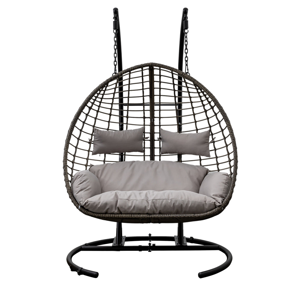 Product photograph of Gallery Interiors Ada Outdoor 2 Seater Hanging Chair In Natural from Olivia's