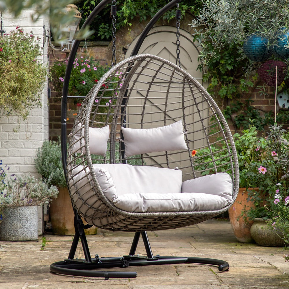 Product photograph of Gallery Interiors Ada Outdoor 2 Seater Hanging Chair In Natural from Olivia's.