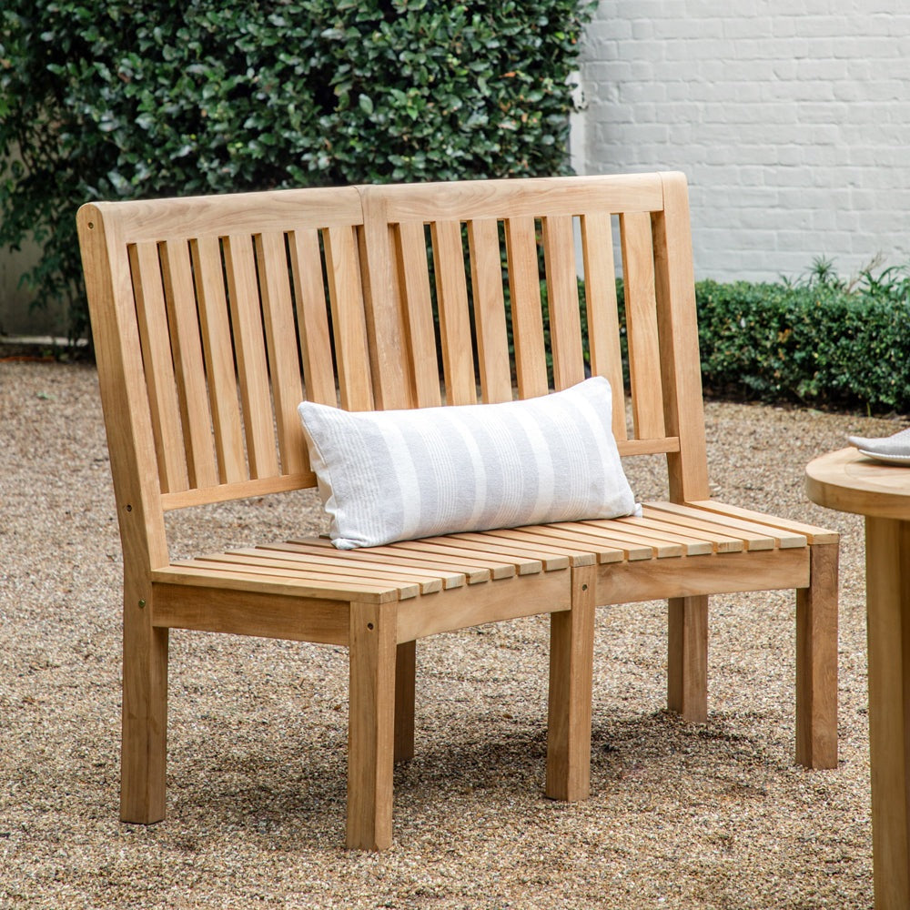 Product photograph of Gallery Interiors Champy Outdoor Tall Back Bench In Natural from Olivia's.