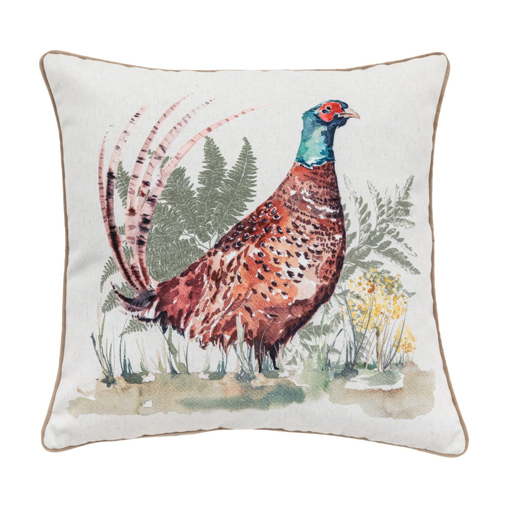 Product photograph of Gallery Interiors Watercolour Kilburn Pheasant Cushion Cover from Olivia's.