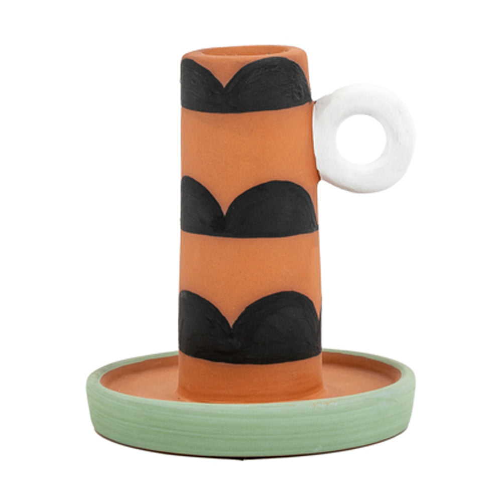 Product photograph of Gallery Interiors Farley Candlestick Holder In Orange Black from Olivia's