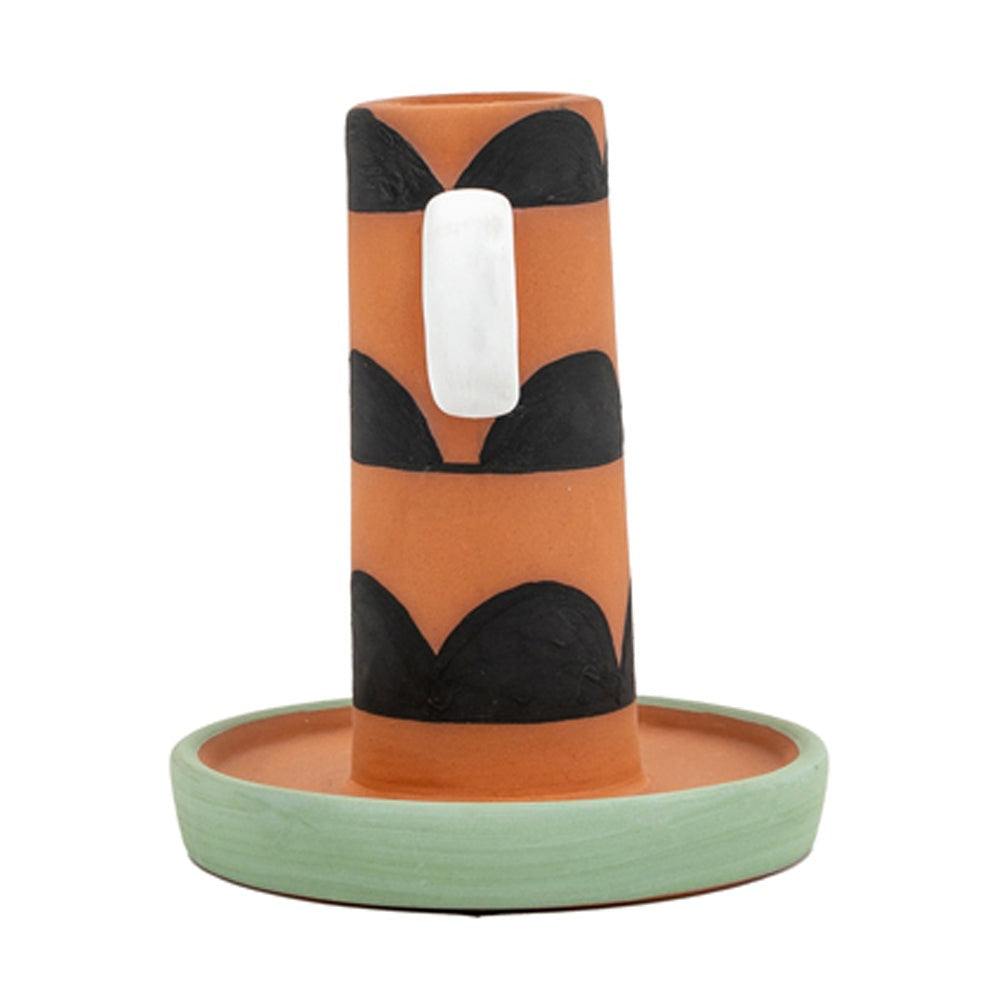 Product photograph of Gallery Interiors Farley Candlestick Holder In Orange Black from Olivia's.