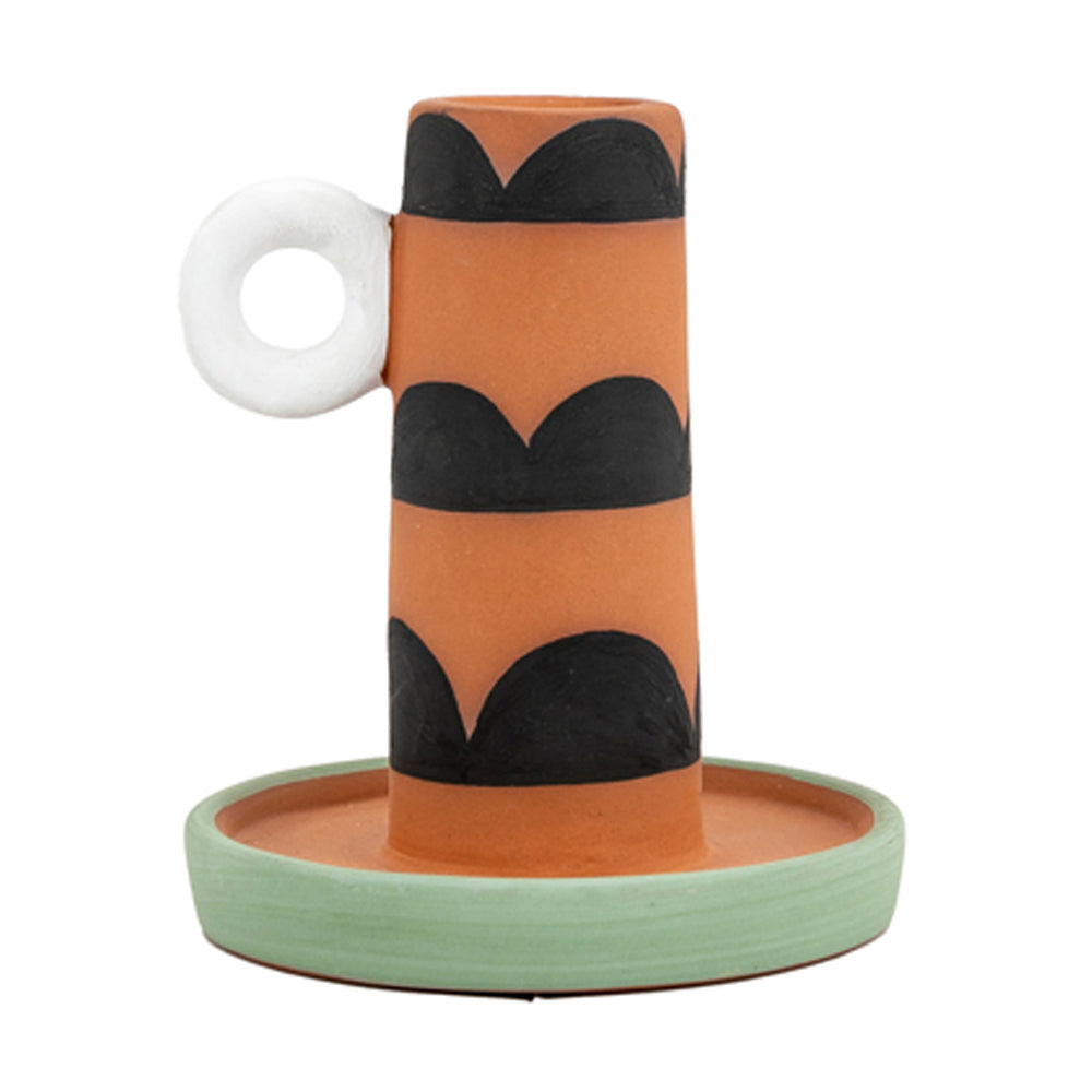 Product photograph of Gallery Interiors Farley Candlestick Holder In Orange Black from Olivia's.