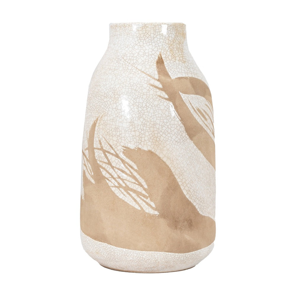 Product photograph of Gallery Interiors Yoya Vase In Reactive White Brown Small from Olivia's.