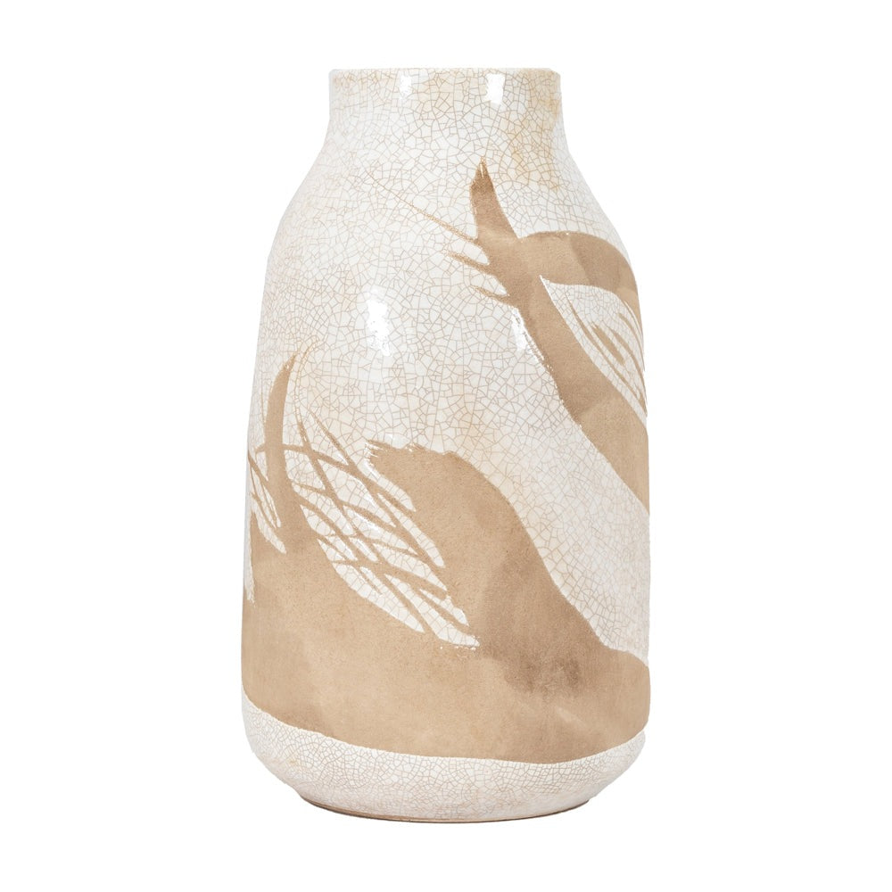 Product photograph of Gallery Interiors Yoya Vase In Reactive White Brown Large from Olivia's.