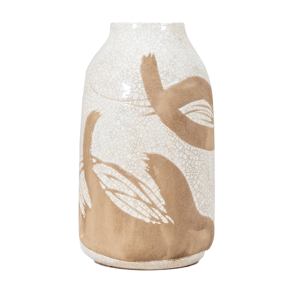 Product photograph of Gallery Interiors Yoya Vase In Reactive White Brown Small from Olivia's