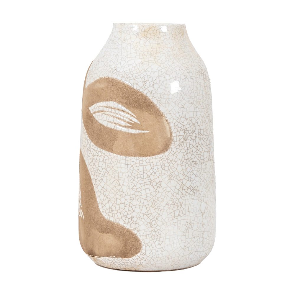 Product photograph of Gallery Interiors Yoya Vase In Reactive White Brown Small from Olivia's.