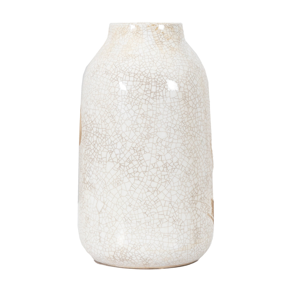 Product photograph of Gallery Interiors Yoya Vase In Reactive White Brown Large from Olivia's.