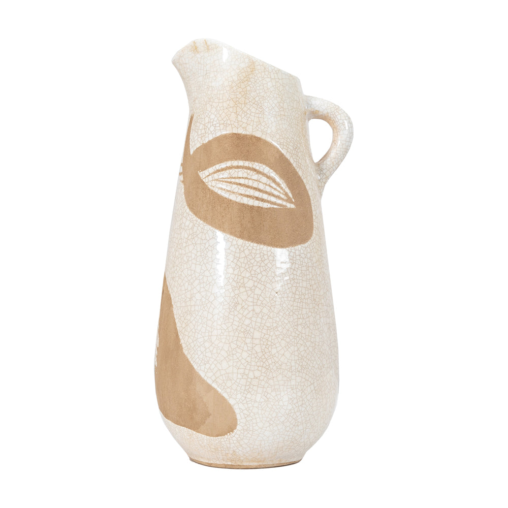 Product photograph of Gallery Interiors Yoya Pitcher Vase In Reactive White Brown from Olivia's