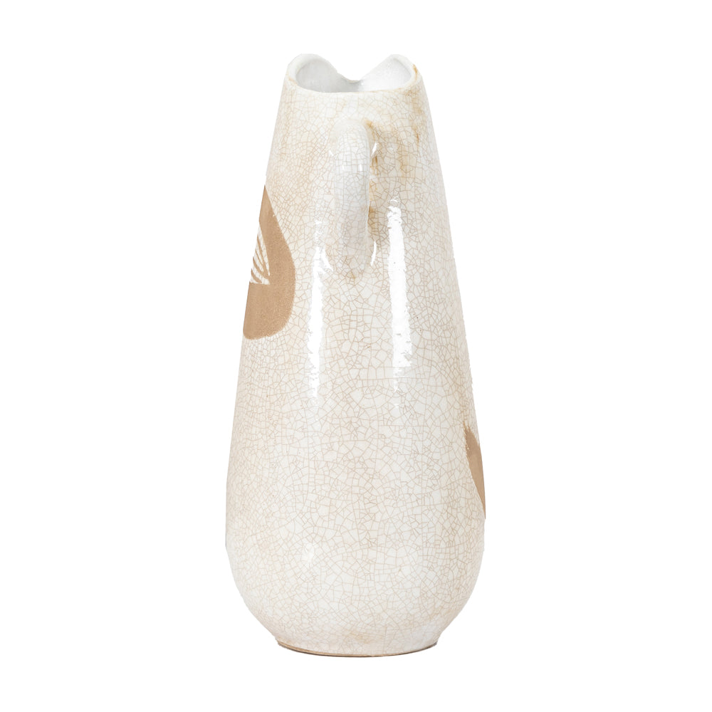 Product photograph of Gallery Interiors Yoya Pitcher Vase In Reactive White Brown from Olivia's.