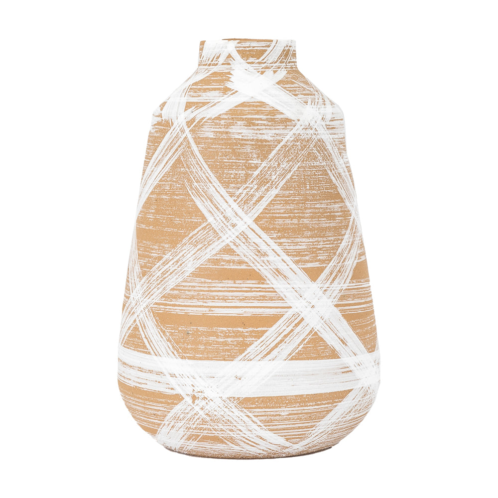 Product photograph of Gallery Interiors Tinka Vase In Reactive Brown White Large from Olivia's.