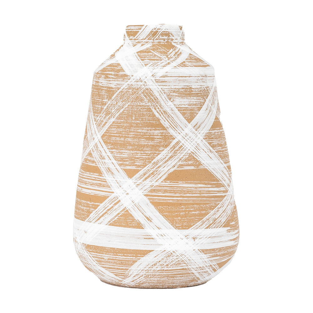 Product photograph of Gallery Interiors Tinka Vase In Reactive Brown White Large from Olivia's.
