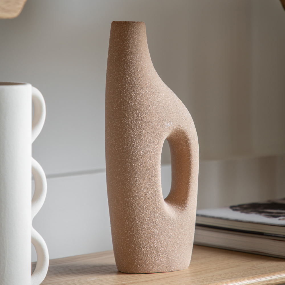 Product photograph of Gallery Interiors Delia Vase In Sand from Olivia's.