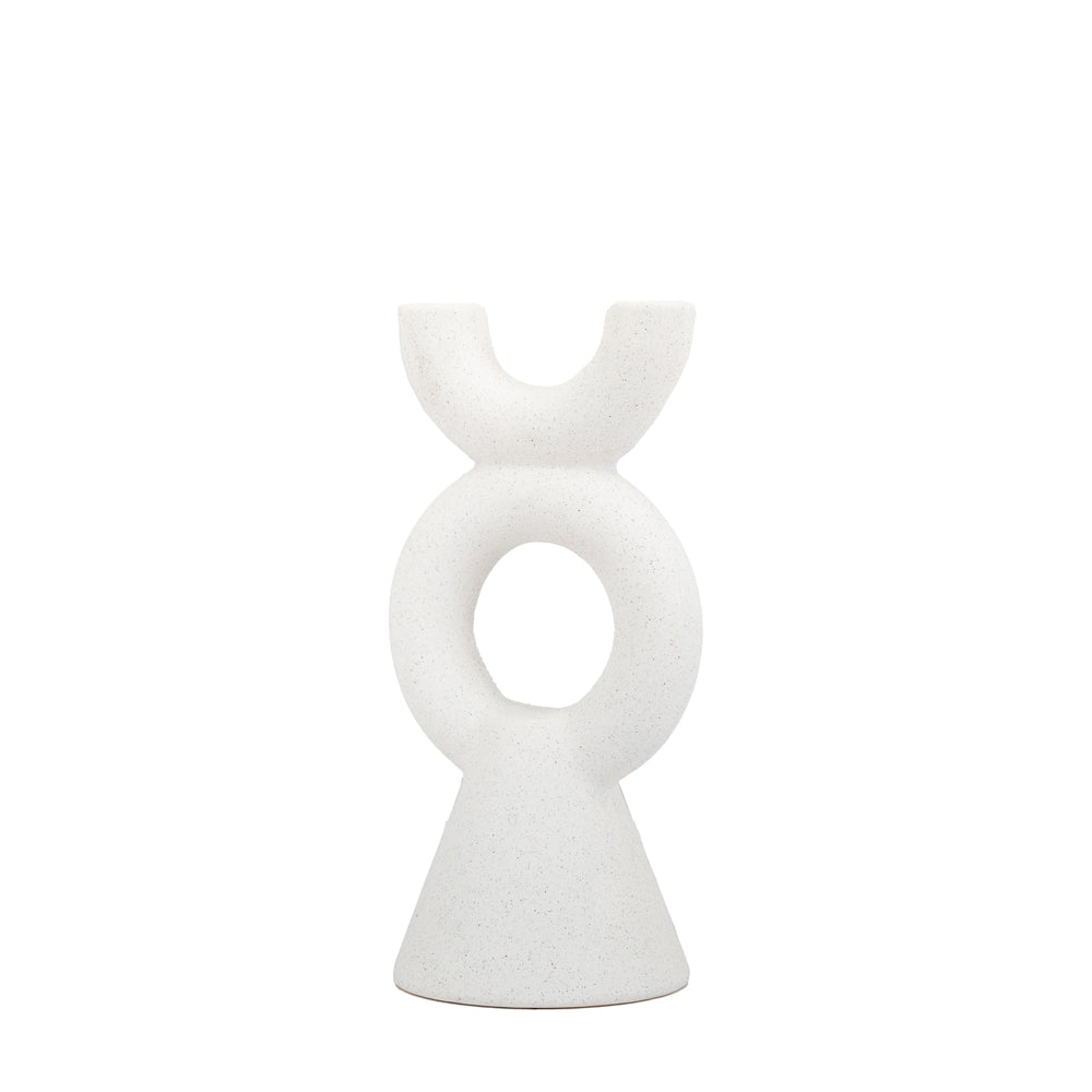 Product photograph of Gallery Interiors Kudos Candlestick In White from Olivia's.