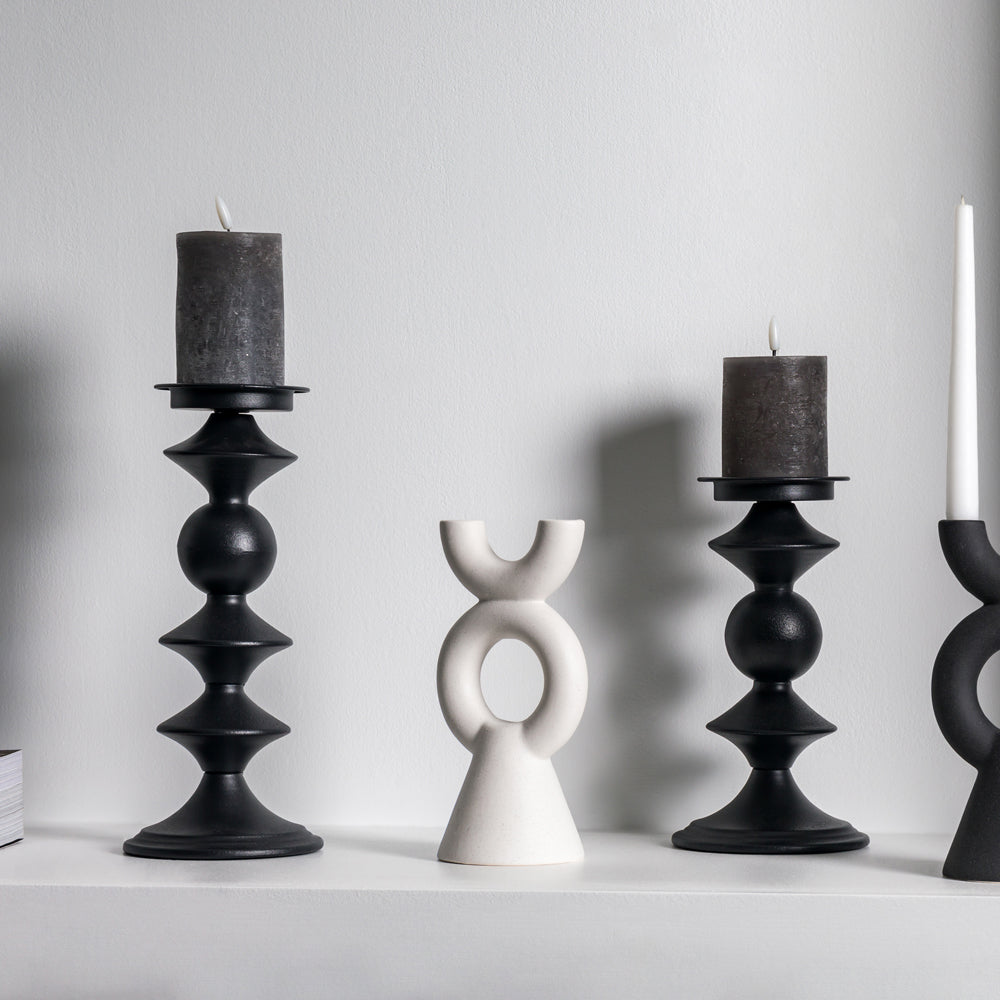 Product photograph of Gallery Interiors Kudos Candlestick In White from Olivia's.