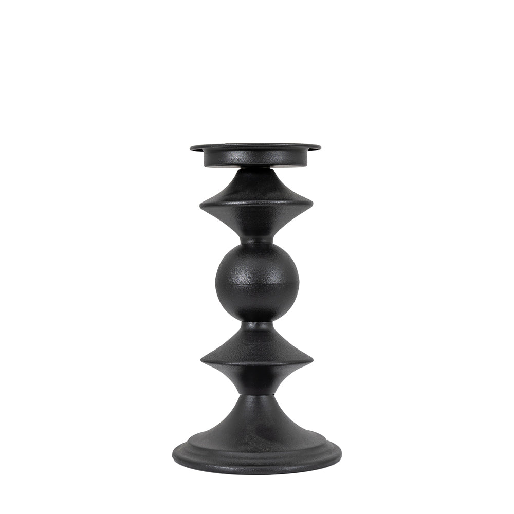 Product photograph of Gallery Interiors Hutton Pillar Candle Holder In Black Small from Olivia's