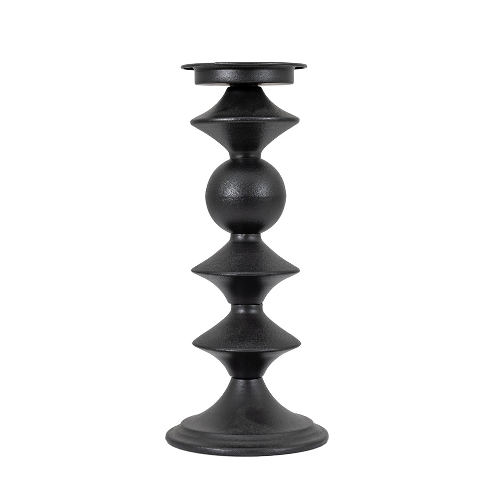 Product photograph of Gallery Interiors Hutton Pillar Candle Holder In Black Large from Olivia's.