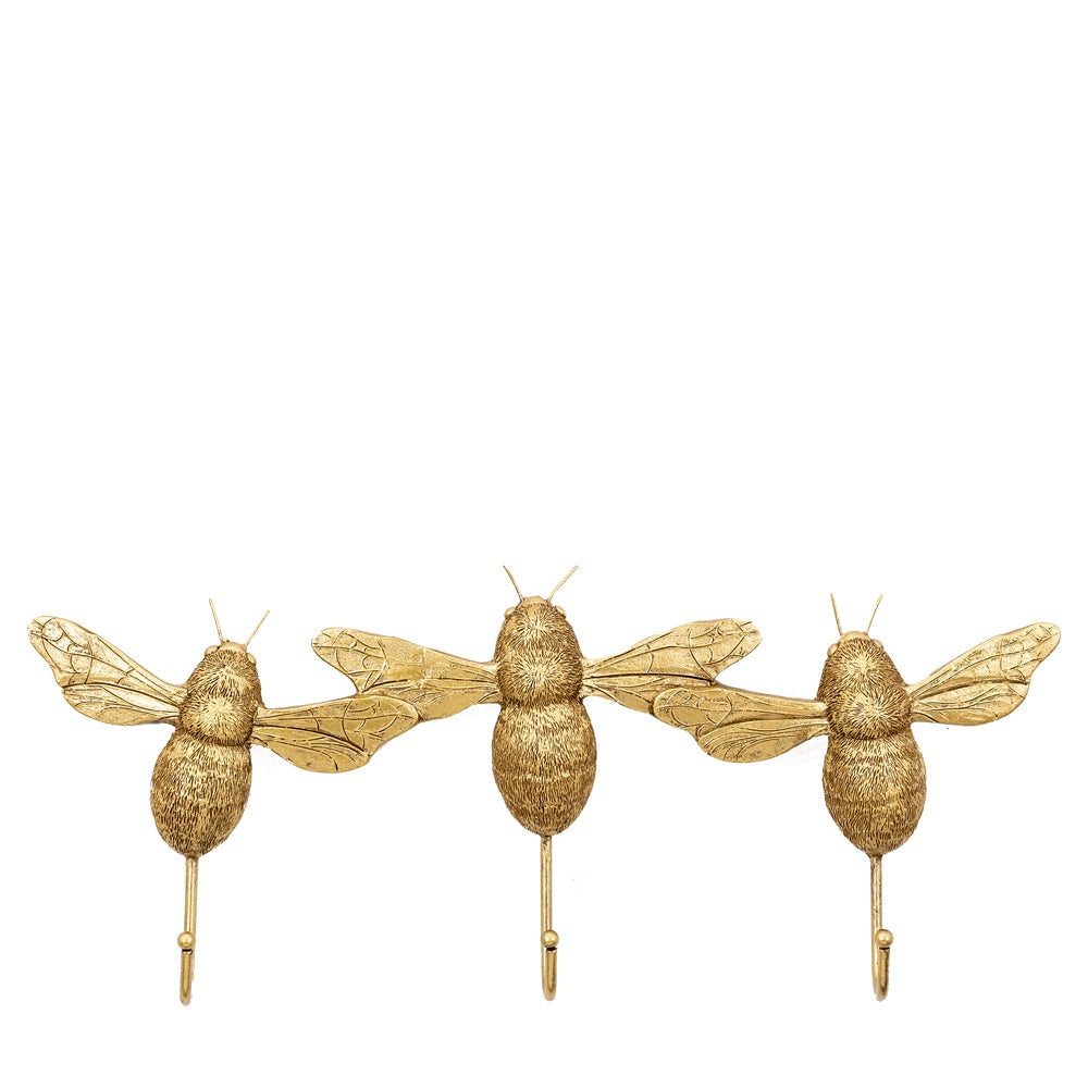 Product photograph of Gallery Interiors Set Of 3 Honey Bee Hooks In Gold from Olivia's