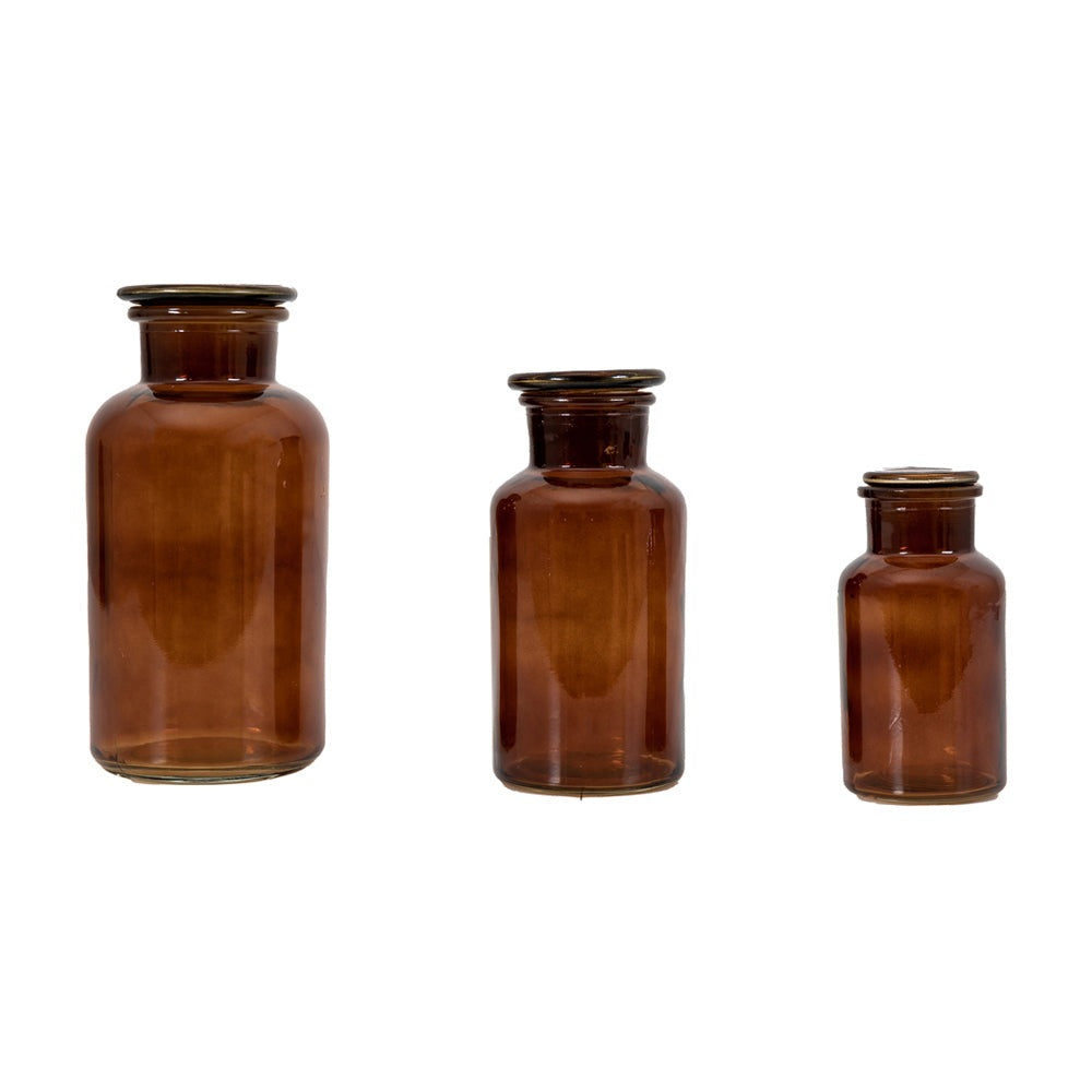 Product photograph of Gallery Interiors Set Of 3 Apothecary Jars In Brown from Olivia's