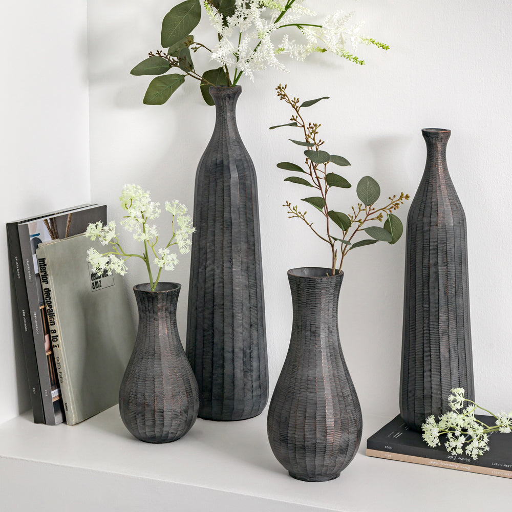 Product photograph of Gallery Interiors Sinead Bottle Vase In Antique Grey L Large from Olivia's.