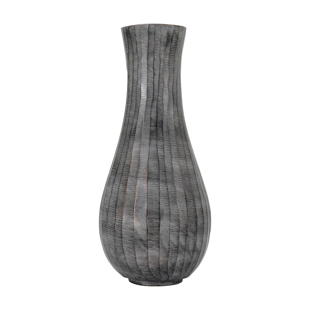 Gallery Interiors Sinead Fluted Vase In Antique Grey L Large