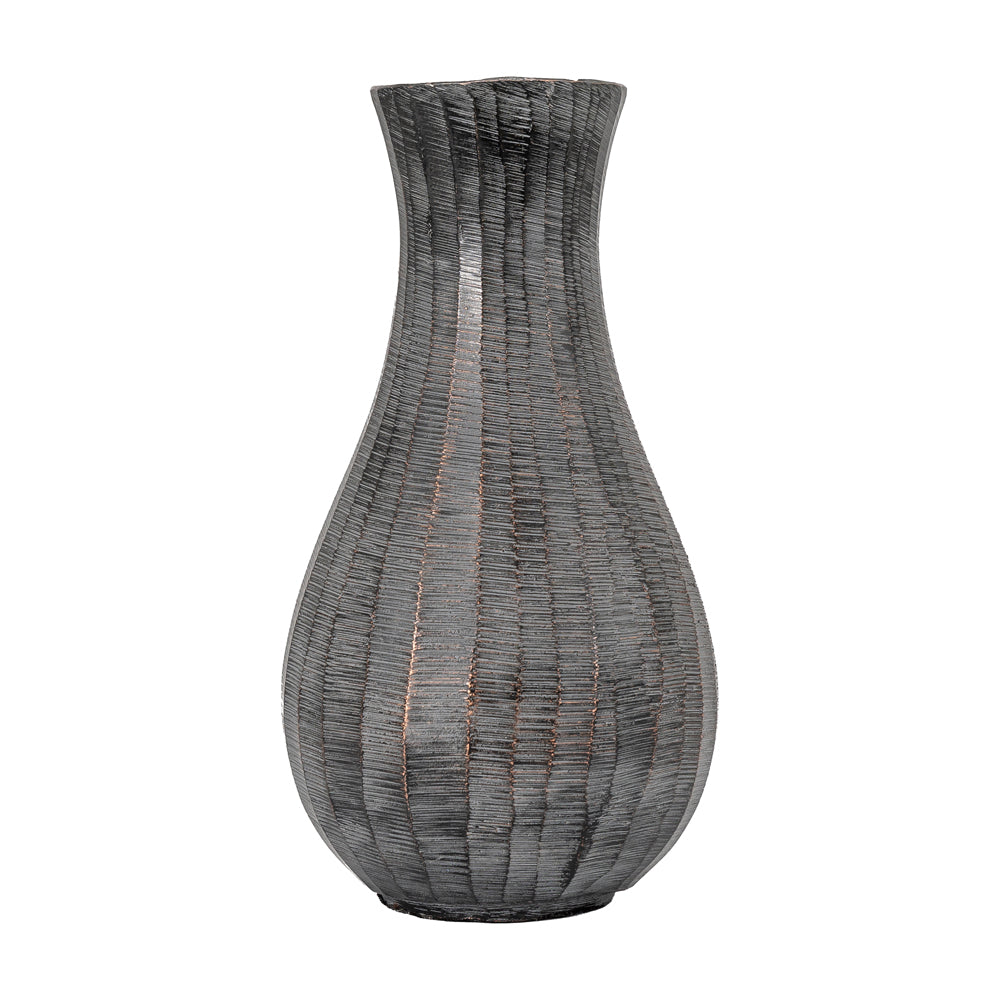 Product photograph of Gallery Interiors Sinead Fluted Vase In Antique Grey M Medium from Olivia's