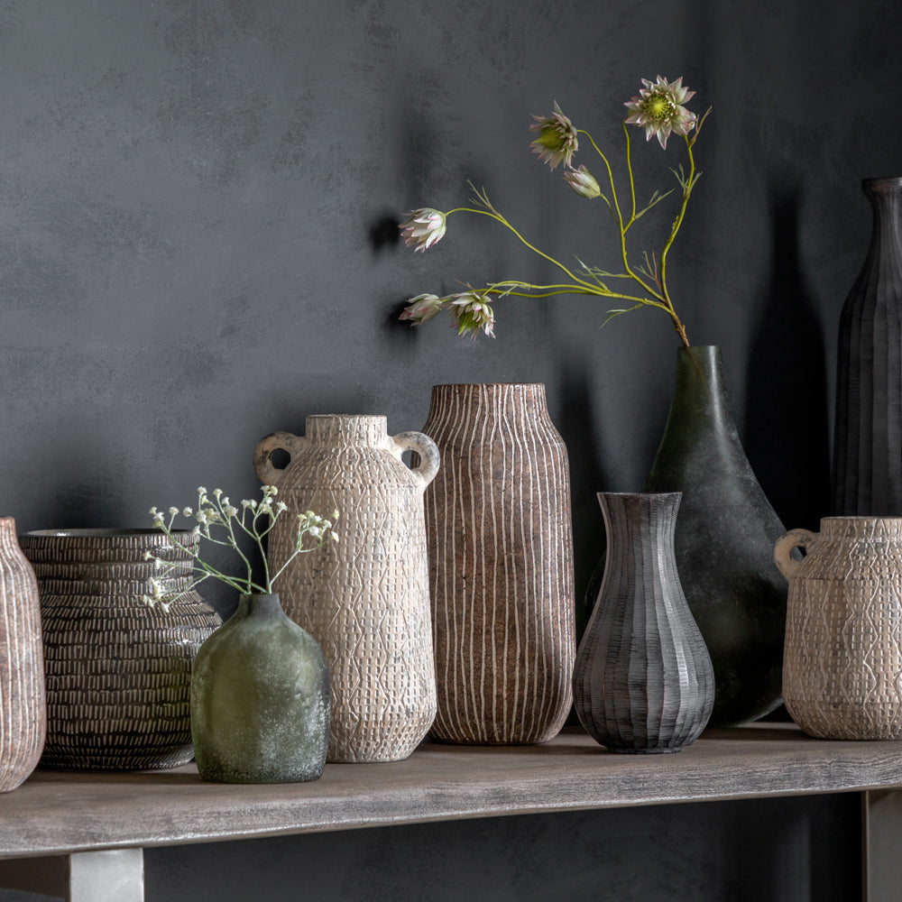 Product photograph of Gallery Interiors Arca Wide Vase In Old Black from Olivia's.