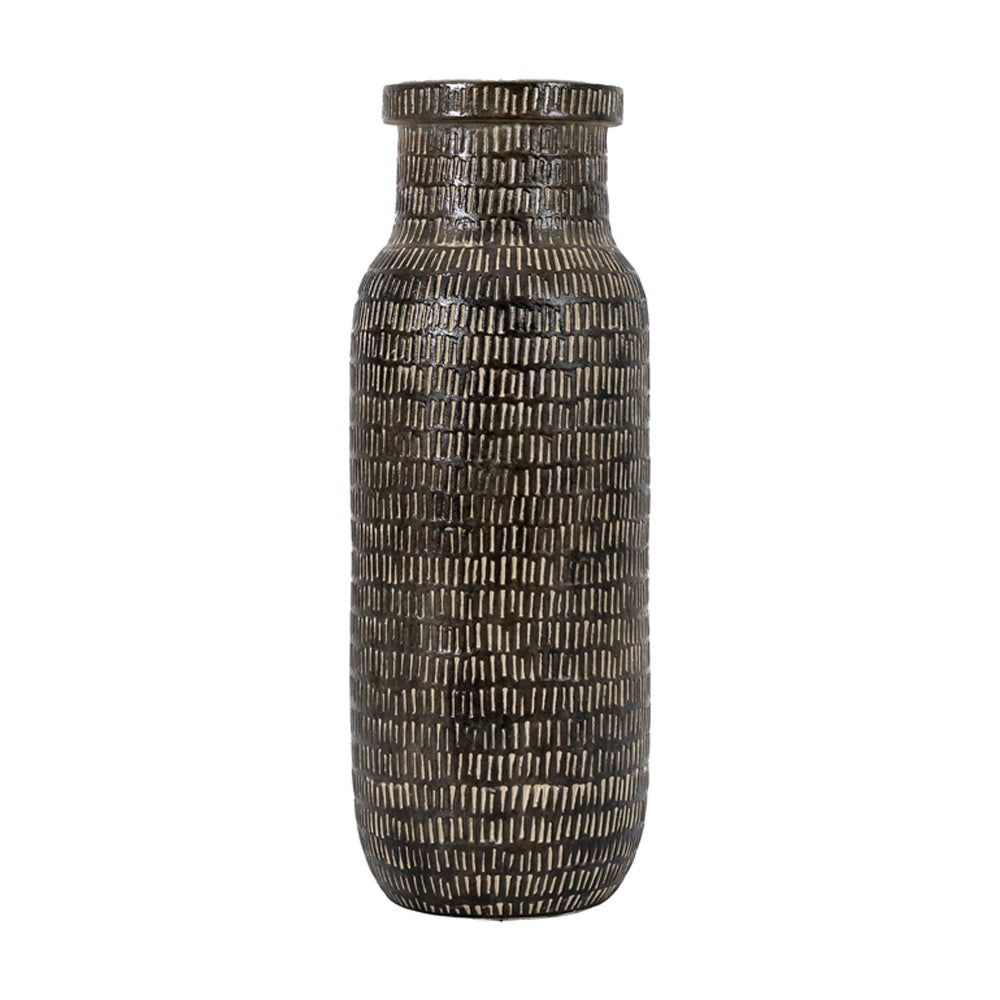 Gallery Interiors Arca Tall Vase In Old Black