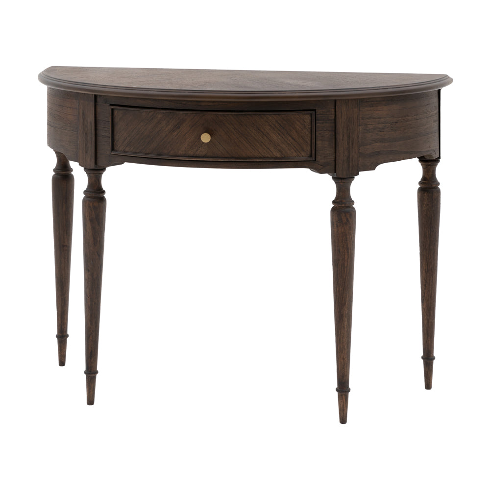 Product photograph of Gallery Interiors Melody Demi Lune Table In Dark Wood from Olivia's.