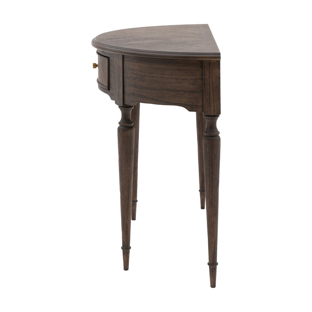 Product photograph of Gallery Interiors Melody Demi Lune Table In Dark Wood from Olivia's.