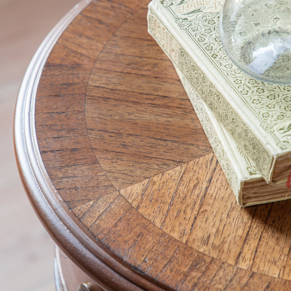 Product photograph of Gallery Interiors Highgate Drum Side Table In Natural Wood from Olivia's.