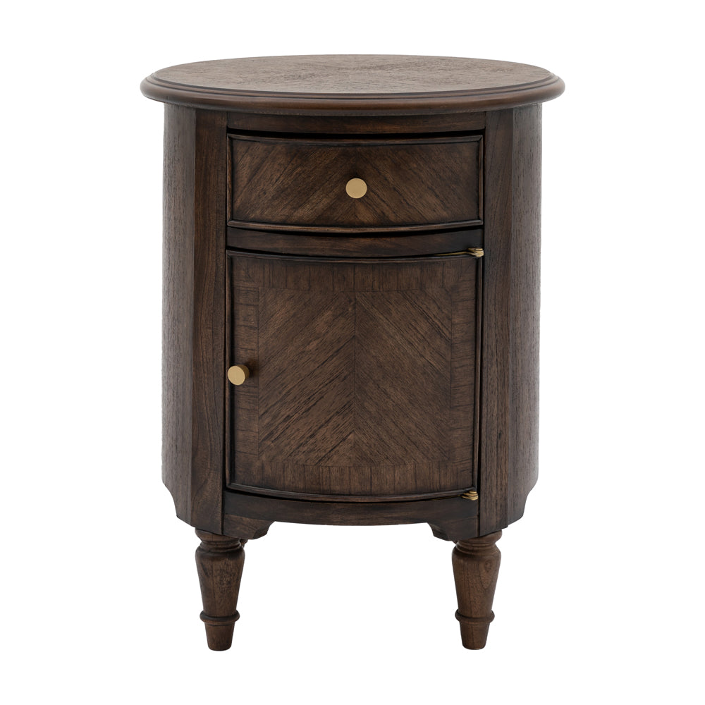 Product photograph of Gallery Interiors Melody Drum Side Table In Brown from Olivia's