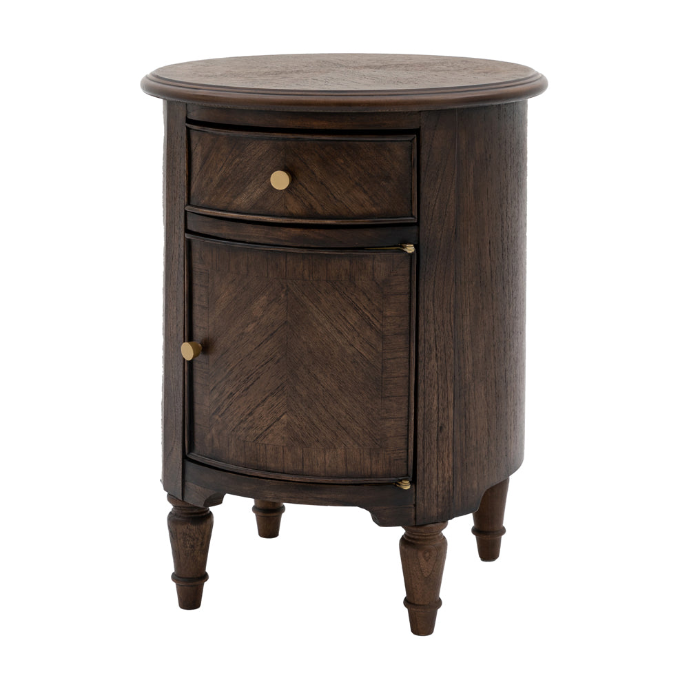 Product photograph of Gallery Interiors Melody Drum Side Table In Brown from Olivia's.