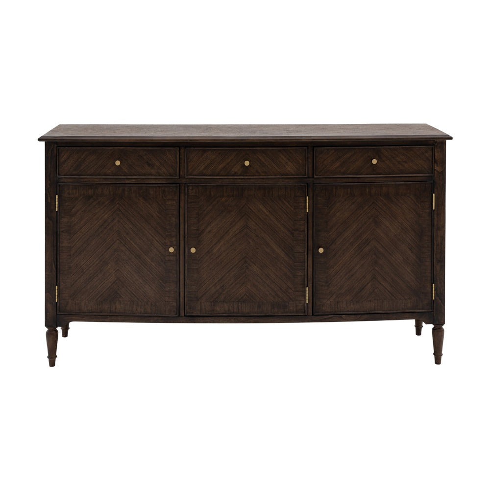 Product photograph of Gallery Interiors Melody 3 Door 3 Drawer Sideboard In Brown from Olivia's