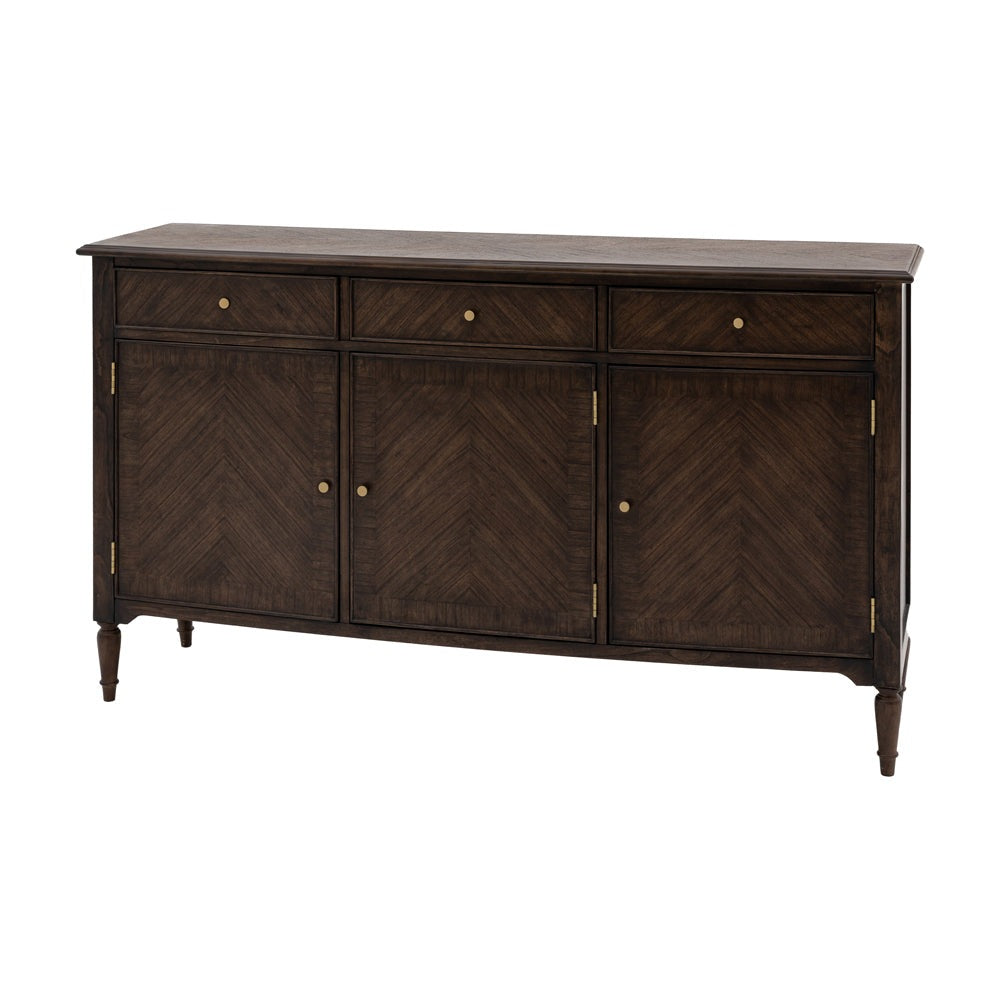 Product photograph of Gallery Interiors Melody 3 Door 3 Drawer Sideboard In Brown from Olivia's.