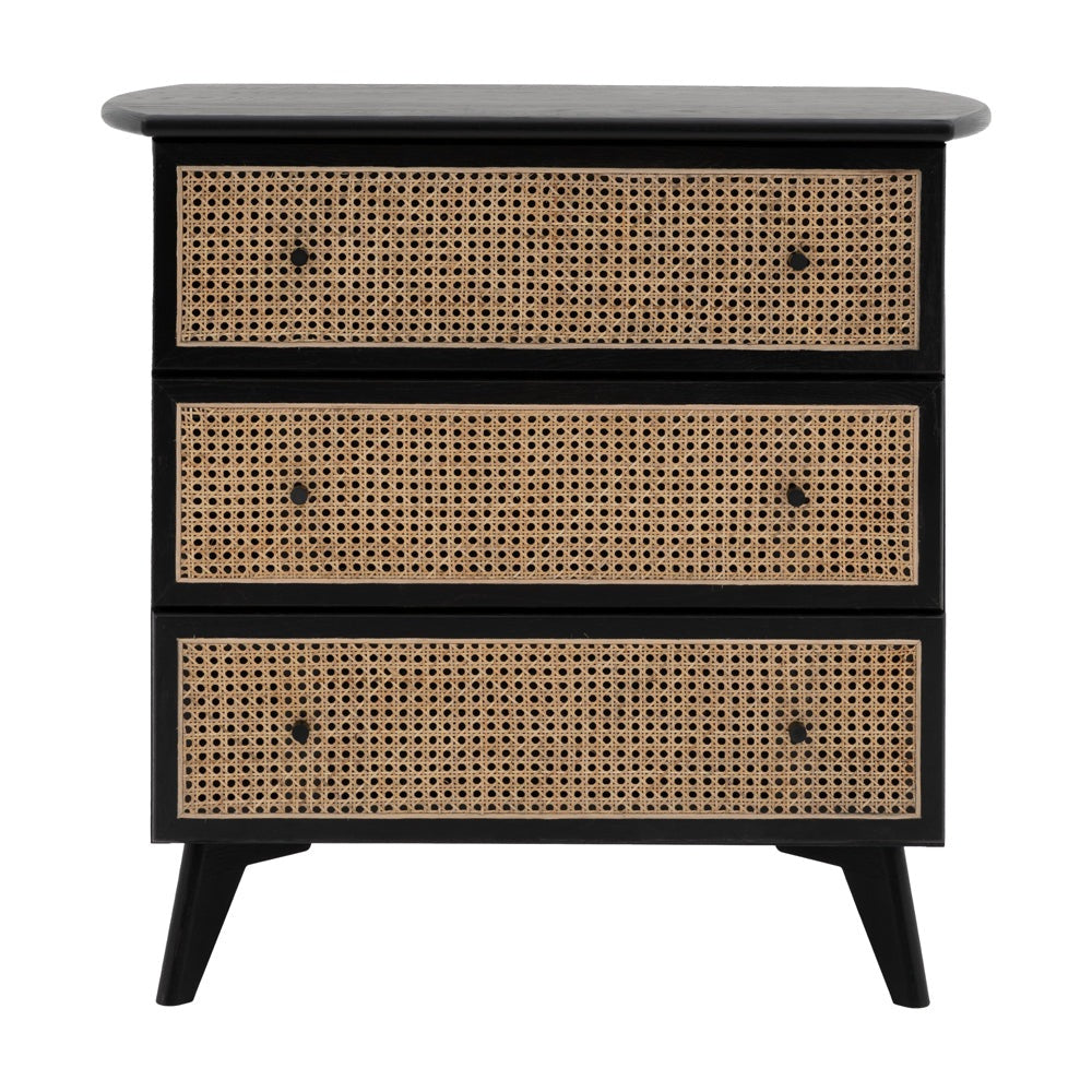 Product photograph of Gallery Interiors Sawyer 3 Drawer Chest In Black Natural from Olivia's