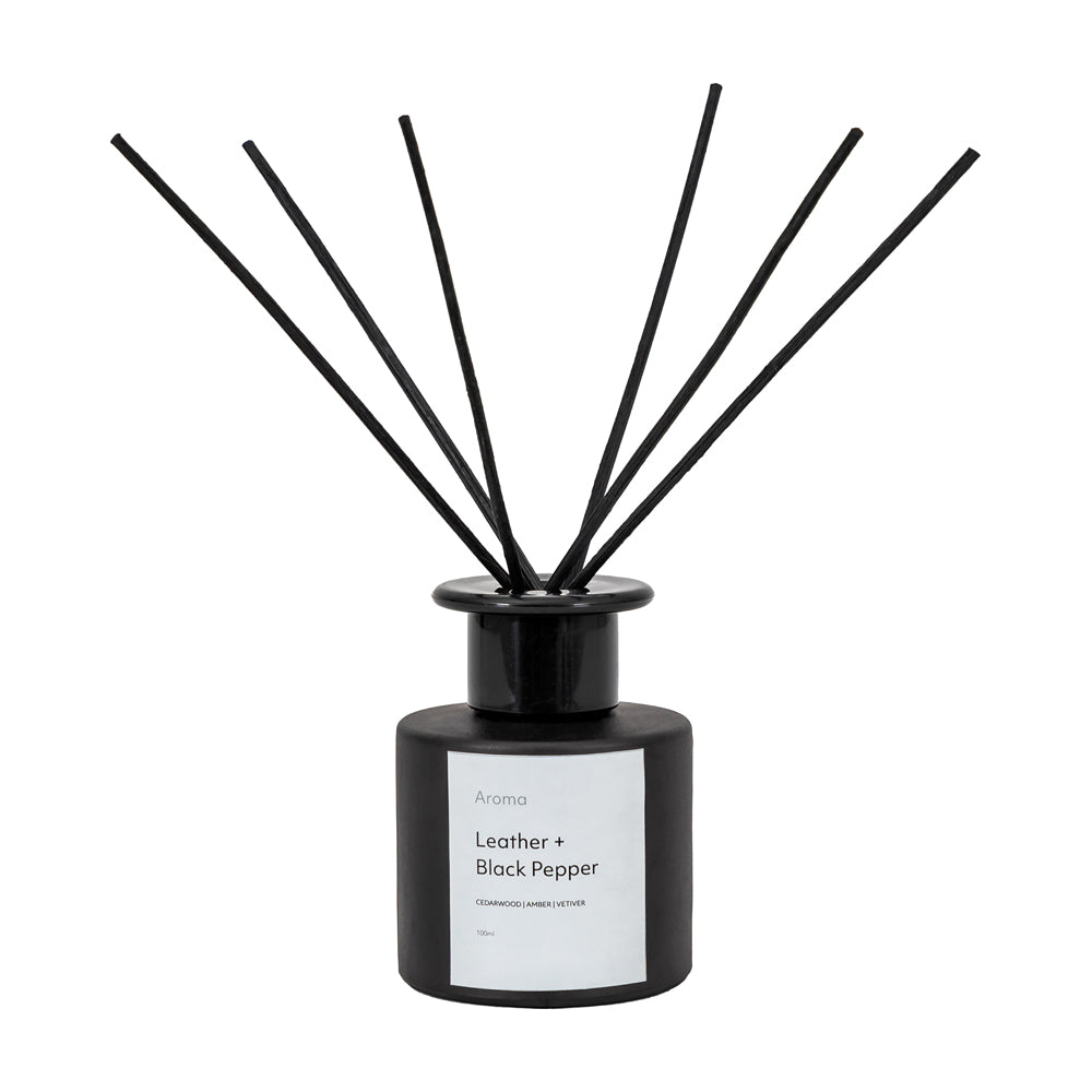 Product photograph of Gallery Interiors Aroma 100ml Reed Diffuser Leather Black Pepper Scent from Olivia's