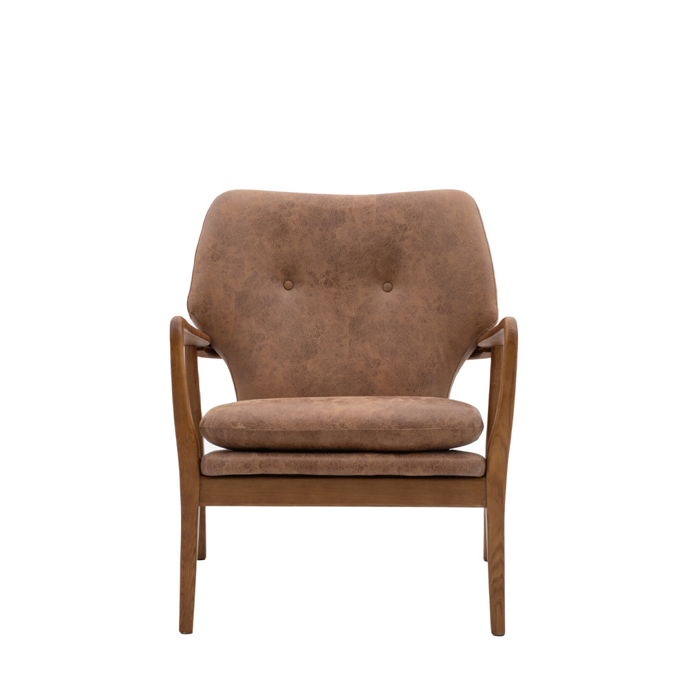 Product photograph of Gallery Interiors Kensal Armchair In Brown Leather from Olivia's.