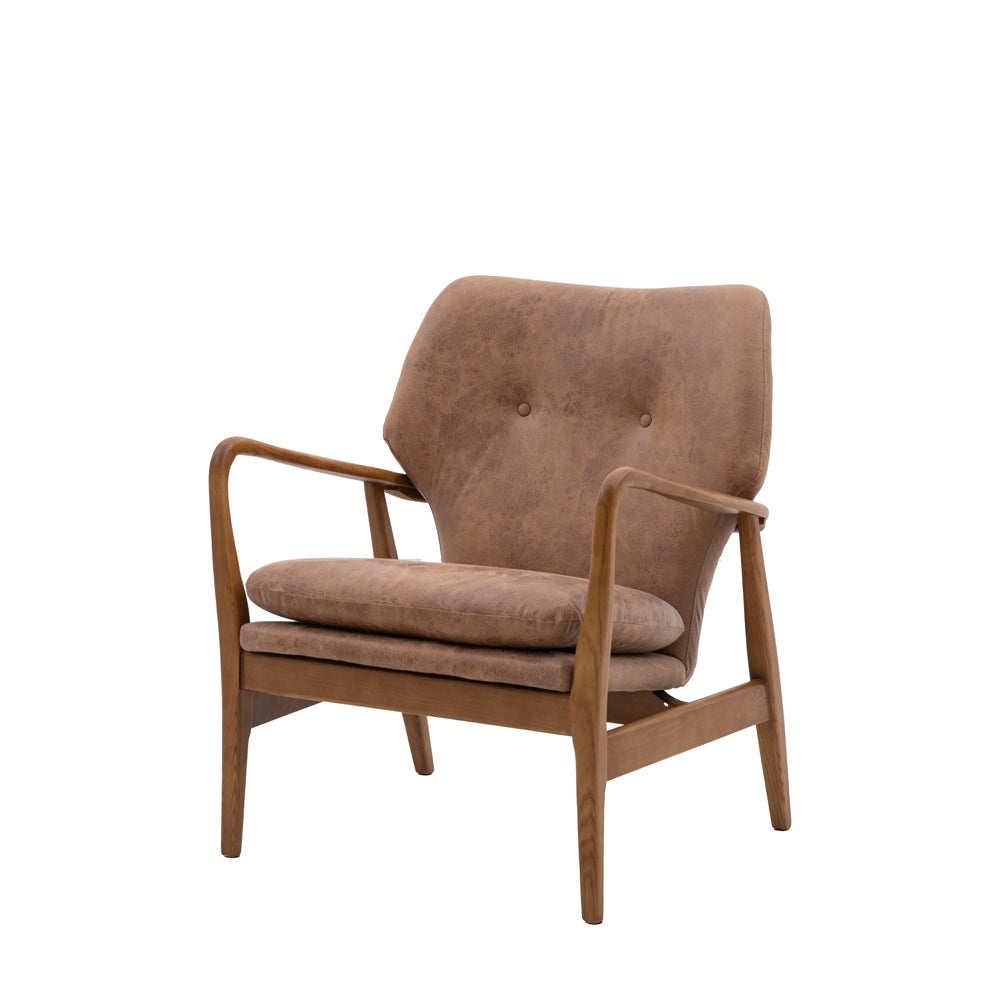 Product photograph of Gallery Interiors Kensal Armchair In Brown Leather from Olivia's