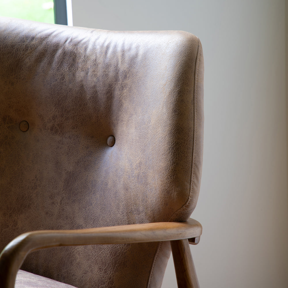 Product photograph of Gallery Interiors Kensal Armchair In Brown Leather from Olivia's.