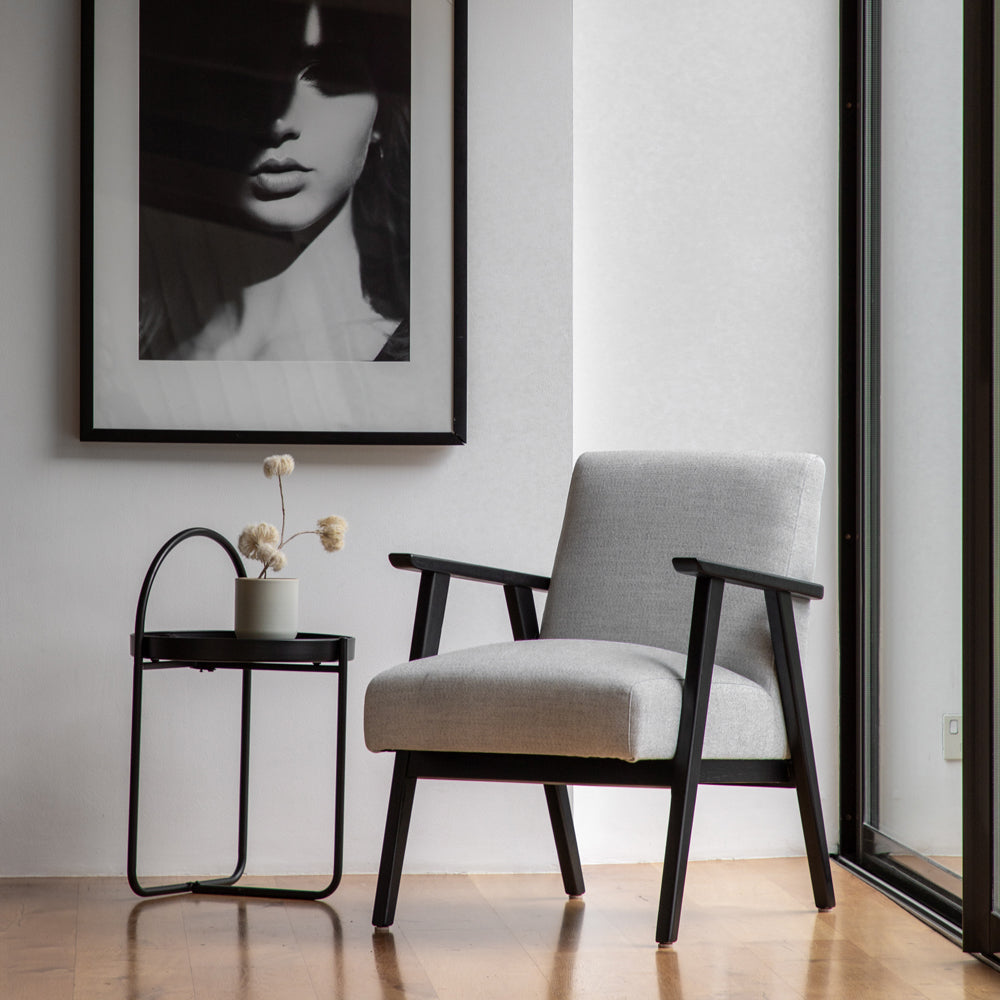 Product photograph of Gallery Interiors Neyland Armchair In Mottled Stone from Olivia's.