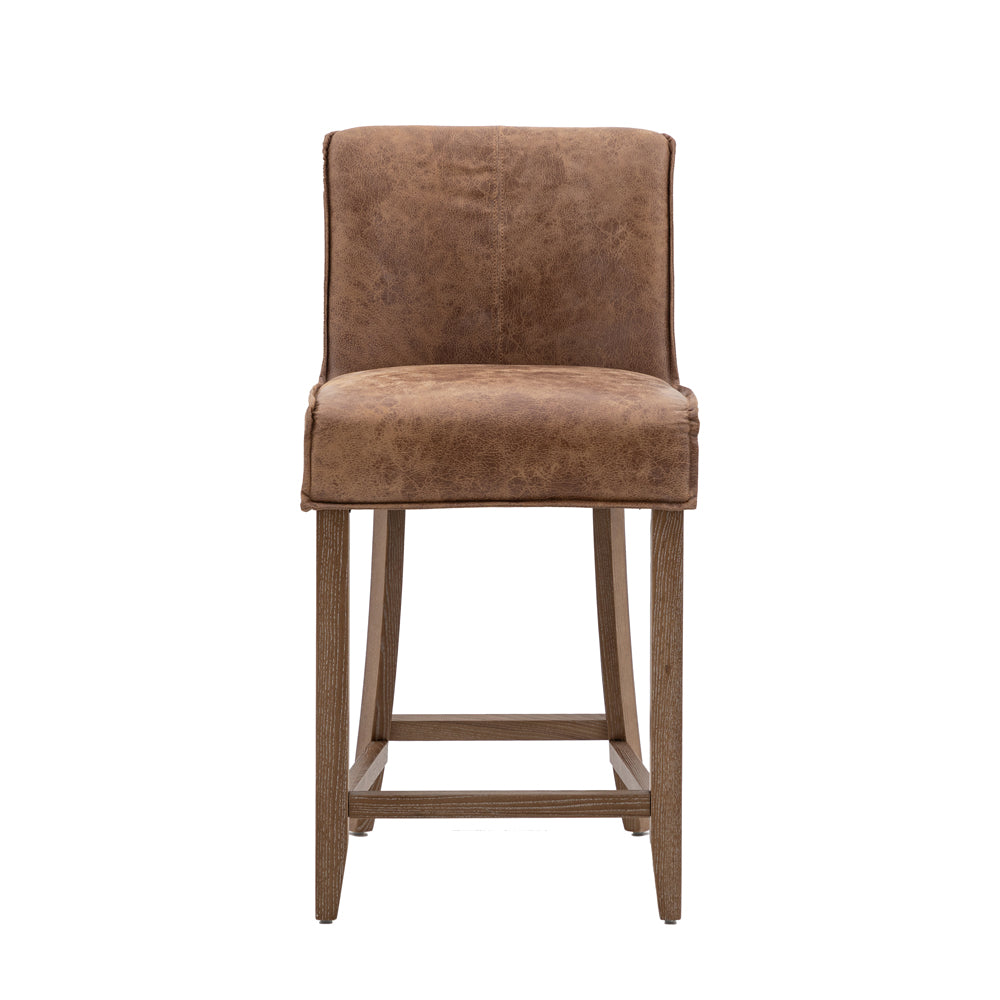 Product photograph of Gallery Interiors Set Of 2 Barnaby Bar Stool In Brown Leather from Olivia's