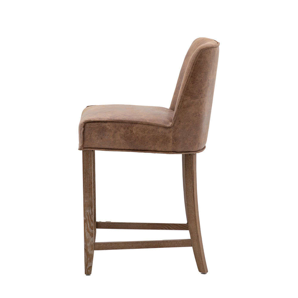 Product photograph of Gallery Interiors Set Of 2 Barnaby Bar Stool In Brown Leather from Olivia's.