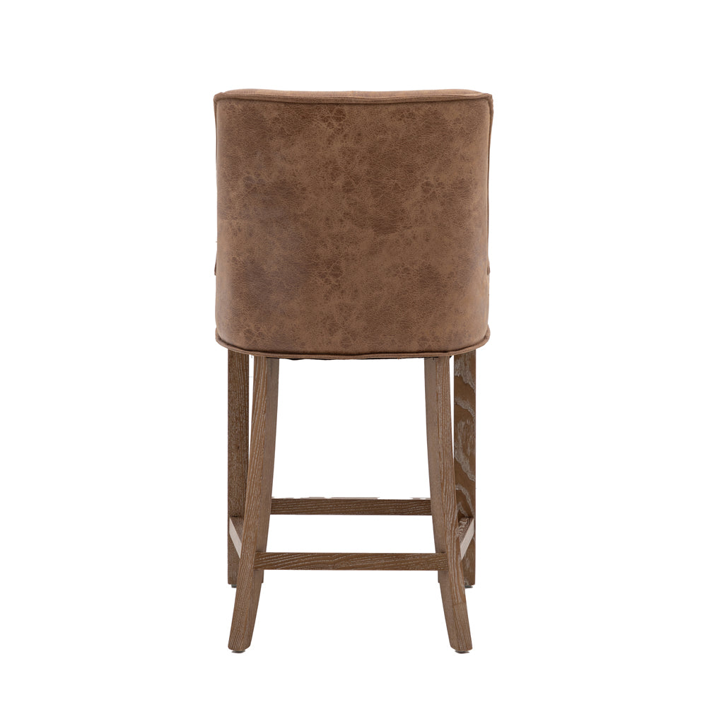 Product photograph of Gallery Interiors Set Of 2 Barnaby Bar Stool In Brown Leather from Olivia's.