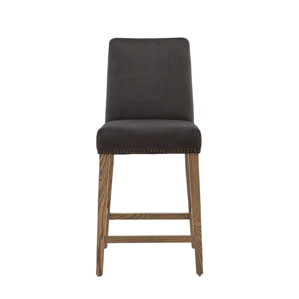 Product photograph of Gallery Interiors Set Of 2 Rom Bar Stool In Mouse Velvet from Olivia's